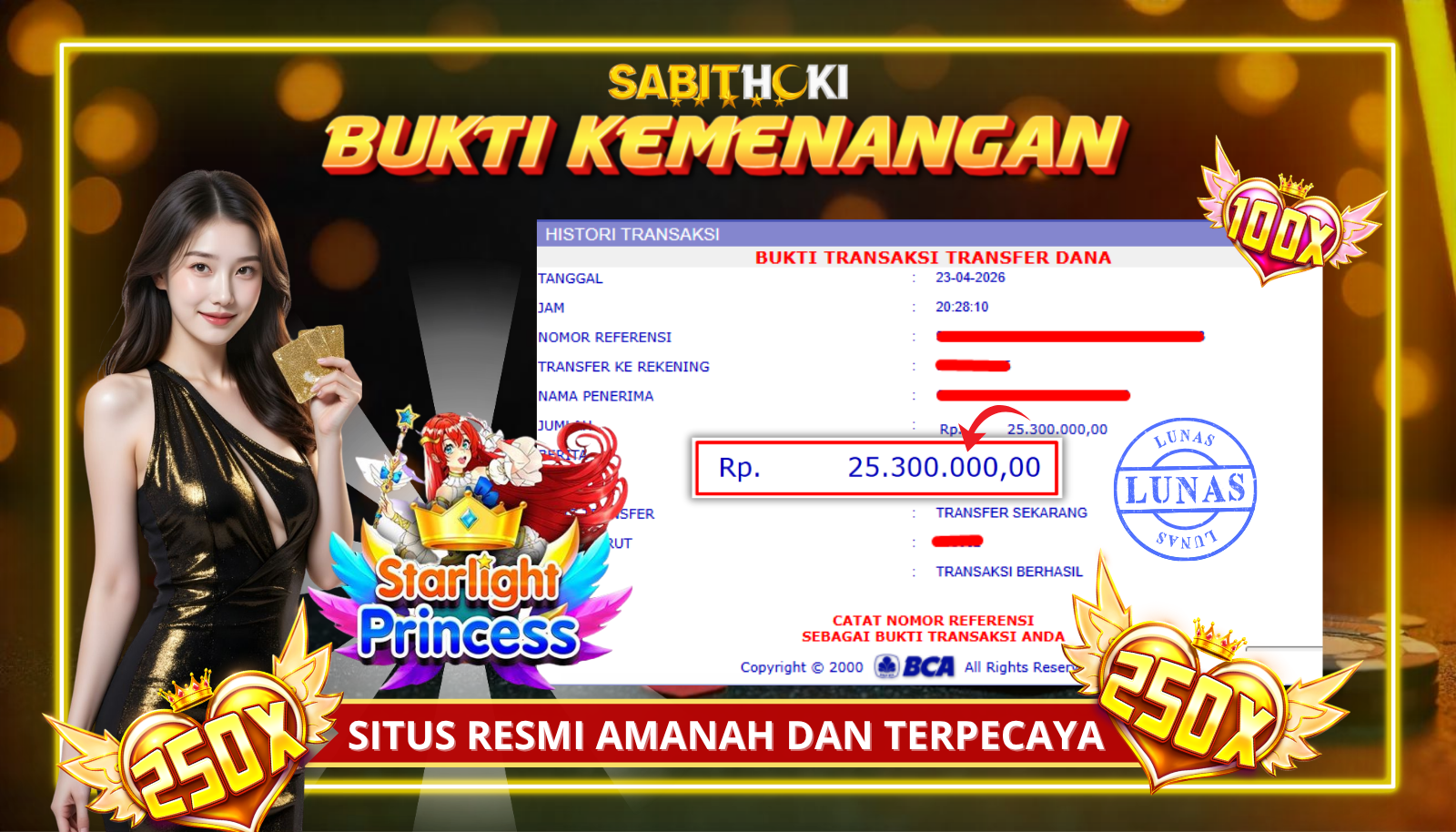SELAMAT KEPADA MEMBER SETIA SABITHOKI BERHASIL JACKPOT DI PERMAINAN STARLIGHT PRINCES